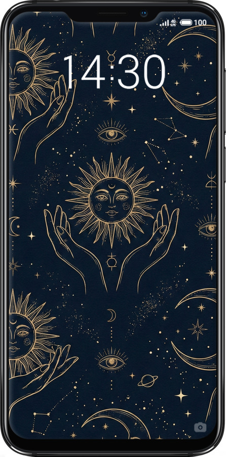 Силиконовый чехол Celestial Harmony: Sun & Moon Gold Mystic Pattern для Meizu X8 - 6778u-1601 изображение 