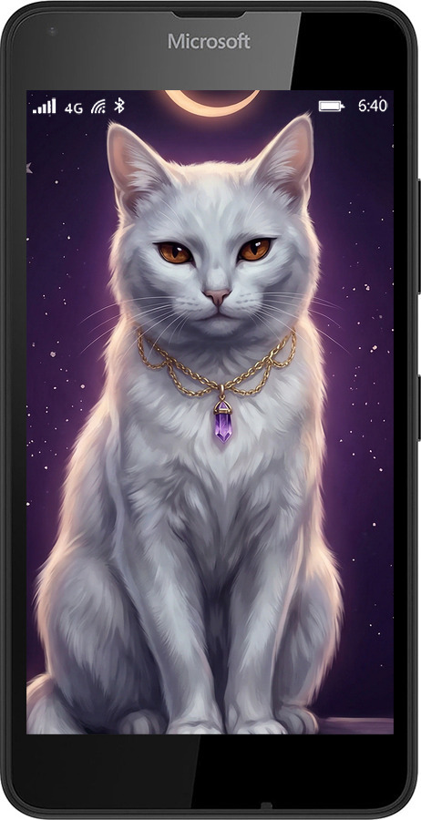 2D пластиковий чехол Mystic White Cat Gothic Dark Purple Gold для Microsoft Lumia 640 - 6805t-273 изображение 