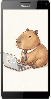 3D пластиковый глянцевый чехол Funny Capybara CEO Working для Microsoft Lumia 950 XL Dual Sim - 6777c-407 изображение 