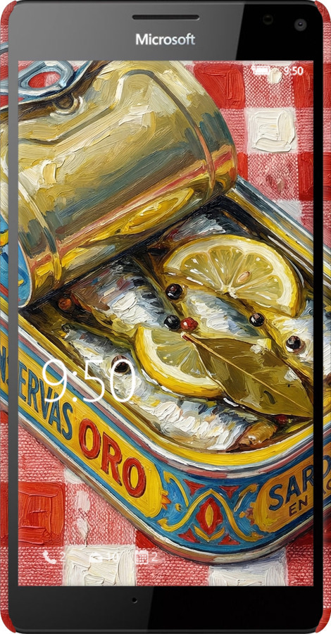 3D пластиковый глянцевый чехол Vintage Sardine Tin Phone для Microsoft Lumia 950 XL Dual Sim - 6772c-407 изображение 