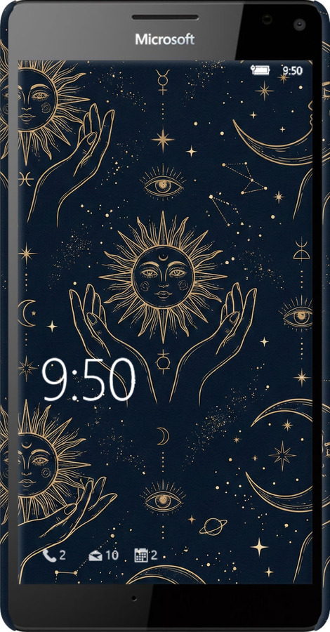 3D пластиковый глянцевый чехол Celestial Harmony: Sun & Moon Gold Mystic Pattern для Microsoft Lumia 950 XL Dual Sim - 6778c-407 изображение 