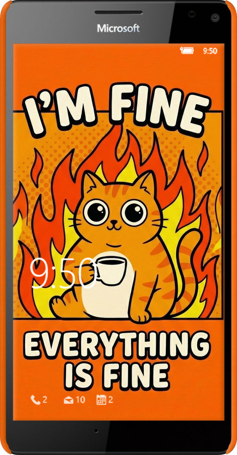 3D пластиковый глянцевый чехол Funny Cat для Microsoft Lumia 950 XL Dual Sim - 6786c-407 изображение 