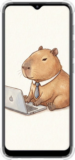 Силіконовий протиударний с посиленими кутами чехол Funny Capybara CEO Working для Motorola E20 - 6777sp-2509 изображение 