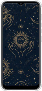 Силикон с усиленными углами чехол Celestial Harmony: Sun & Moon Gold Mystic Pattern для Motorola E20 - 6778sp-2509 изображение 