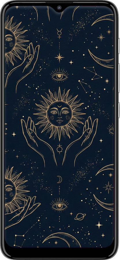 Силіконовий чехол Celestial Harmony: Sun & Moon Gold Mystic Pattern для Motorola E20 - 6778u-2509 изображение 