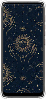 Силикон с усиленными углами чехол Celestial Harmony: Sun & Moon Gold Mystic Pattern для Motorola E40 - 6778sp-2660 изображение 