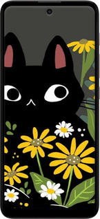Силіконовий чехол Чорний кіт з квітами для Motorola E40 - 6448u-2660 изображение 