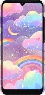 3D пластиковый матовый чехол Облака и радуга для Motorola E6i - 6312m-2355 изображение 