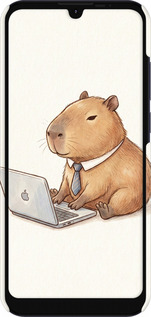 3D пластиковый матовый чехол Funny Capybara CEO Working для Motorola E6s - 6777m-2001 изображение 