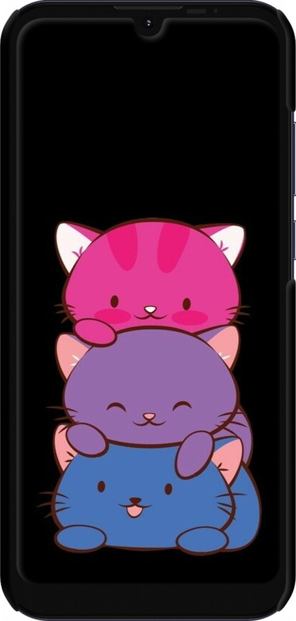 3D пластиковый матовый чехол Милые кошки для Motorola E6s - 6518m-2001 изображение 