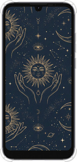 Силіконовий протиударний с посиленими кутами чехол Celestial Harmony: Sun & Moon Gold Mystic Pattern для Motorola E6s - 6778sp-2001 изображение 