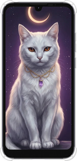 Силикон с усиленными углами чехол Mystic White Cat Gothic Dark Purple Gold для Motorola E6i - 6805sp-2355 изображение 