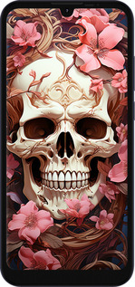 Силиконовый чехол Череп в розовых цветах для Motorola E6i - 5965u-2355 изображение 