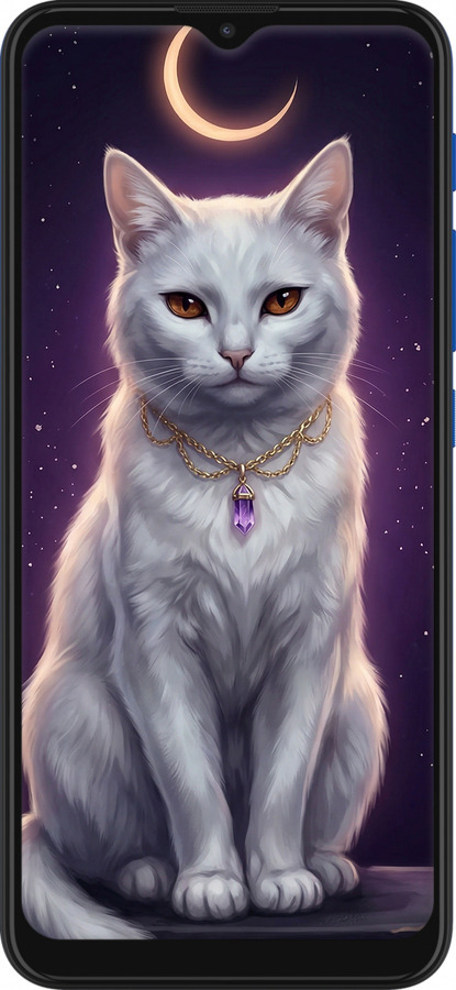 Силиконовый чехол Mystic White Cat Gothic Dark Purple Gold для Motorola E7 Plus - 6805u-2107 изображение 