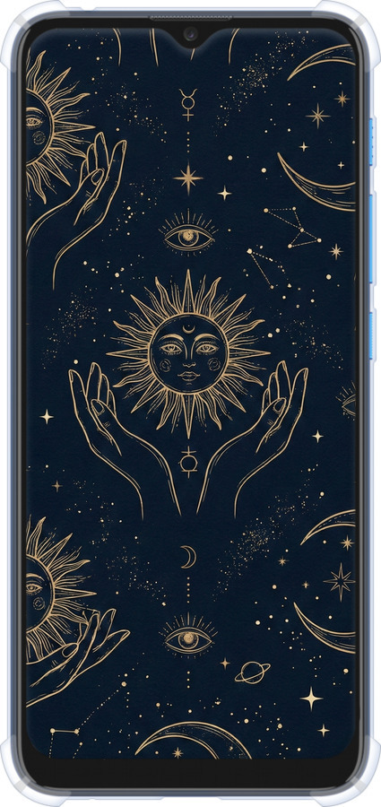 Силіконовий протиударний с посиленими кутами чехол Celestial Harmony: Sun & Moon Gold Mystic Pattern для Motorola E7 Power - 6778sp-2284 изображение 
