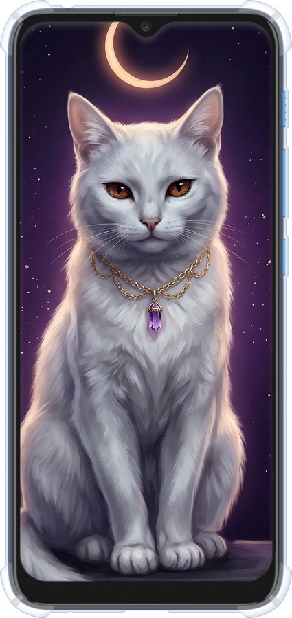 Силіконовий протиударний с посиленими кутами чехол Mystic White Cat Gothic Dark Purple Gold для Motorola E7 Power - 6805sp-2284 изображение 
