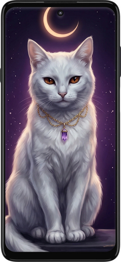 Силиконовый чехол Mystic White Cat Gothic Dark Purple Gold для Motorola Edge 20 Lite - 6805u-2496 изображение 