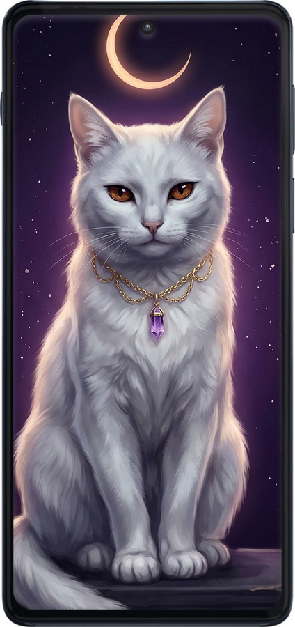 Силиконовый чехол Mystic White Cat Gothic Dark Purple Gold для Motorola Edge 20 Pro - 6805u-2662 изображение 