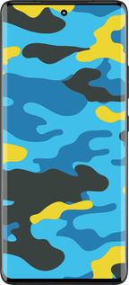 Силиконовый чехол Желто-голубой камуфляж для Motorola Edge 30 Fusion 5G - 1084u-3198 изображение 