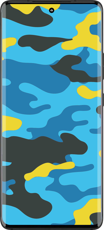 Силиконовый чехол Желто-голубой камуфляж для Motorola Edge 30 Fusion 5G - 1084u-3198 изображение 