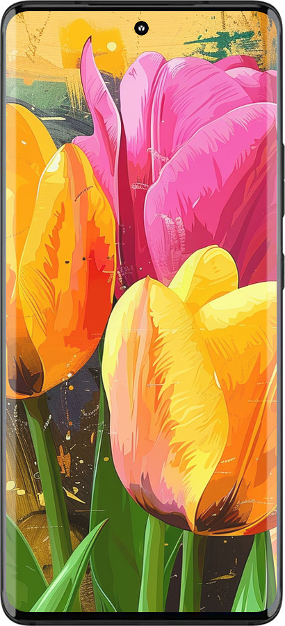 Силиконовый чехол Нарисованные тюльпаны для Motorola Edge 30 Fusion 5G - 5990u-3198 изображение 