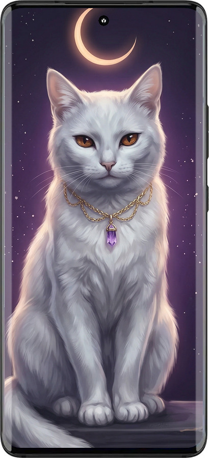 Силиконовый чехол Mystic White Cat Gothic Dark Purple Gold для Motorola Edge 30 Fusion 5G - 6805u-3198 изображение 