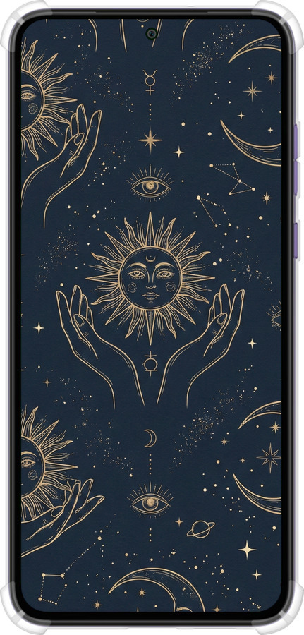 Силикон с усиленными углами чехол Celestial Harmony: Sun & Moon Gold Mystic Pattern для Motorola Edge 30 Neo - 6778sp-3256 изображение 