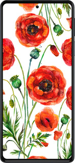 Силиконовый чехол Нарисованные маки для Motorola Edge 30 Pro - 4278u-2826 изображение 