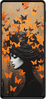 Силиконовый чехол Чехол для телефона Девушка с оранжевыми бабочками для Motorola Edge 30 Pro - 5940u-2826 изображение 