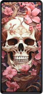 Силиконовый чехол Череп в розовых цветах для Motorola Edge 30 Pro - 5965u-2826 изображение 