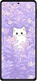 Силиконовый чехол Котик в цветах для Motorola Edge 30 Pro - 6390u-2826 изображение 