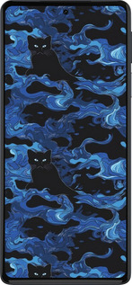 Силиконовый чехол Абстрактный узор черных котов на синем фоне для Motorola Edge 30 Pro - 6525u-2826 изображение 
