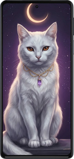 Силиконовый чехол Mystic White Cat Gothic Dark Purple Gold для Motorola Edge 30 Pro - 6805u-2826 изображение 
