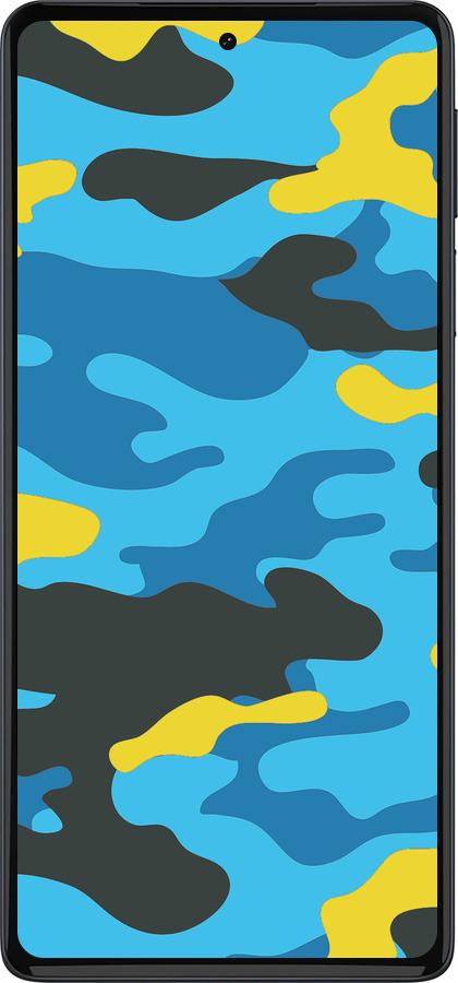 Силиконовый чехол Желто-голубой камуфляж для Motorola Edge 30 Pro - 1084u-2826 изображение 