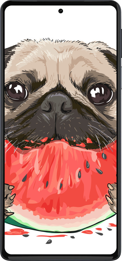 Силиконовый чехол Мопс и арбуз для Motorola Edge 30 Pro - 4665u-2826 изображение 