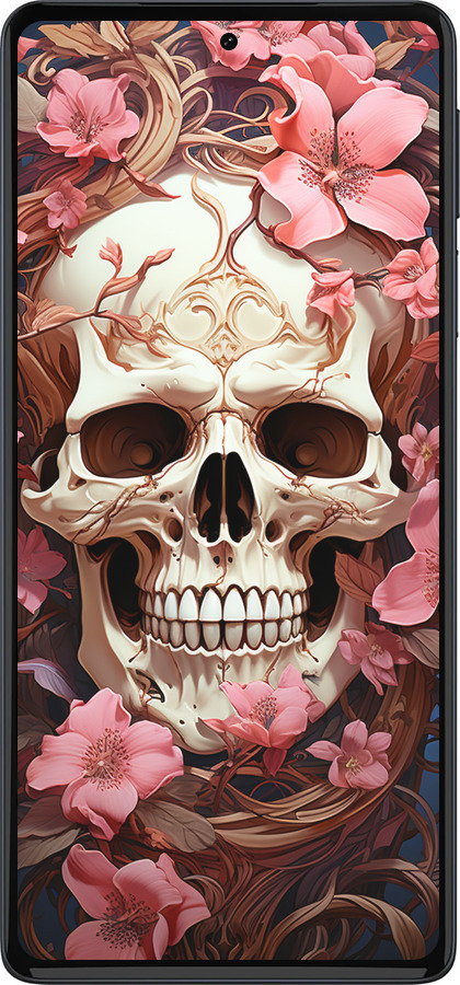 Силиконовый чехол Череп в розовых цветах для Motorola Edge 30 Pro - 5965u-2826 изображение 