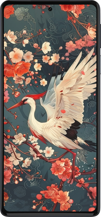 Силиконовый чехол Сакура и аист для Motorola Edge 30 Pro - 6108u-2826 изображение 
