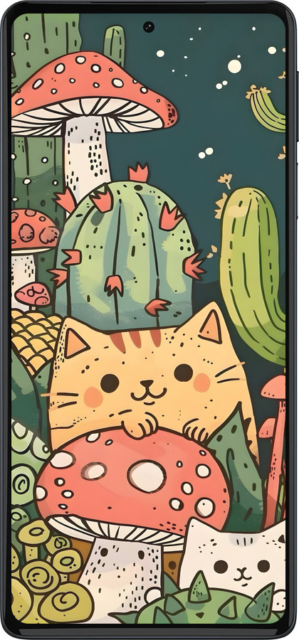 Силиконовый чехол Коты грибы для Motorola Edge 30 Pro - 6321u-2826 изображение 