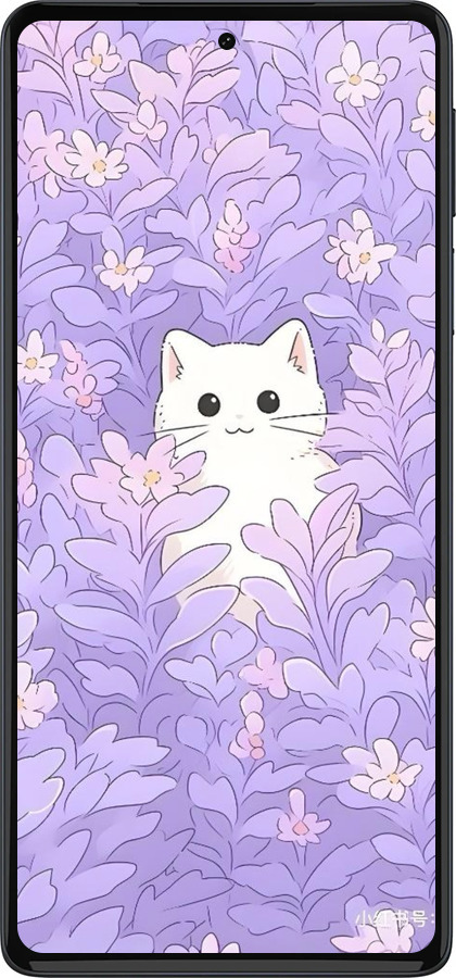 Силиконовый чехол Котик в цветах для Motorola Edge 30 Pro - 6390u-2826 изображение 