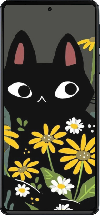 Силиконовый чехол Черный кот с цветами для Motorola Edge 30 Pro - 6448u-2826 изображение 
