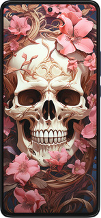 Силиконовый чехол Череп в розовых цветах для Motorola Edge 30 - 5965u-2840 изображение 