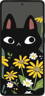 Силиконовый чехол Черный кот с цветами для Motorola Edge 30 - 6448u-2840 изображение 