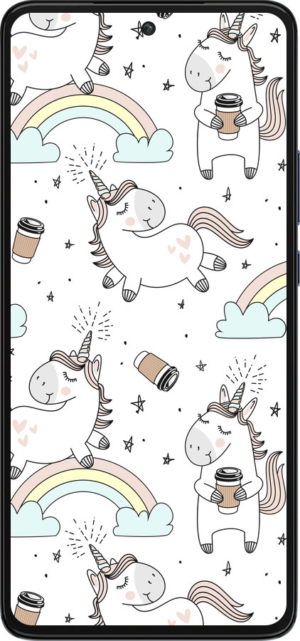 Силиконовый чехол Единорог и кофе для Motorola Edge 30 - 4661u-2840 изображение 