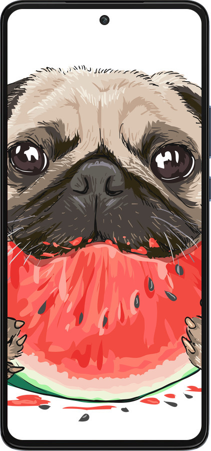Силиконовый чехол Мопс и арбуз для Motorola Edge 30 - 4665u-2840 изображение 