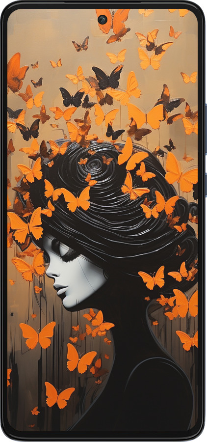 Силиконовый чехол Чехол для телефона Девушка с оранжевыми бабочками для Motorola Edge 30 - 5940u-2840 изображение 
