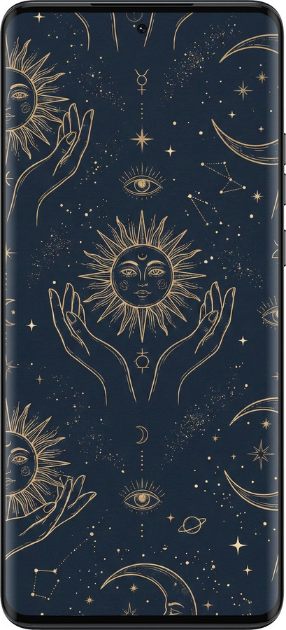Силиконовый чехол Celestial Harmony: Sun & Moon Gold Mystic Pattern для Motorola Edge 40 Neo - 6778u-3342 изображение 