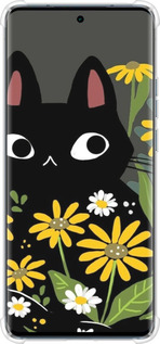 Силикон с усиленными углами чехол Черный кот с цветами для Motorola Edge 40 - 6448sp-3335 изображение 