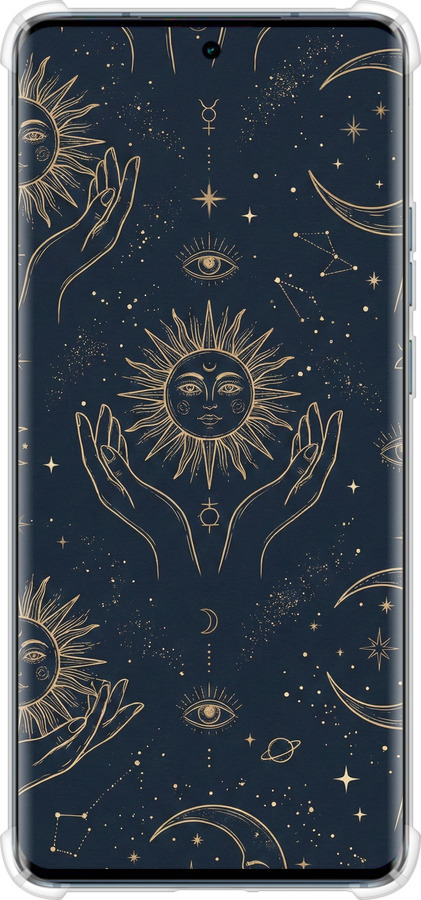 Силикон с усиленными углами чехол Celestial Harmony: Sun & Moon Gold Mystic Pattern для Motorola Edge 40 - 6778sp-3335 изображение 
