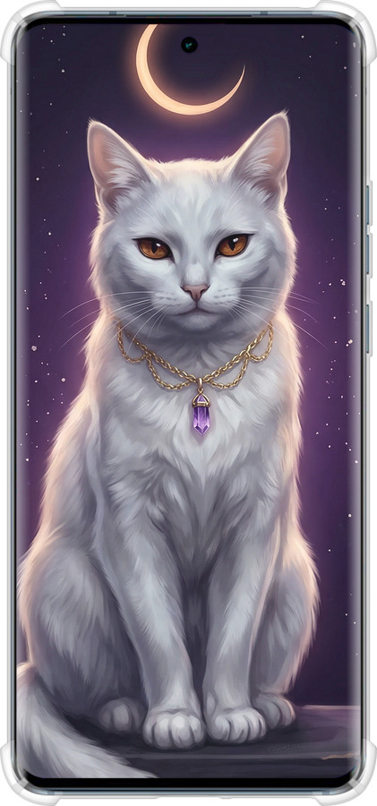 Силикон с усиленными углами чехол Mystic White Cat Gothic Dark Purple Gold для Motorola Edge 40 - 6805sp-3335 изображение 
