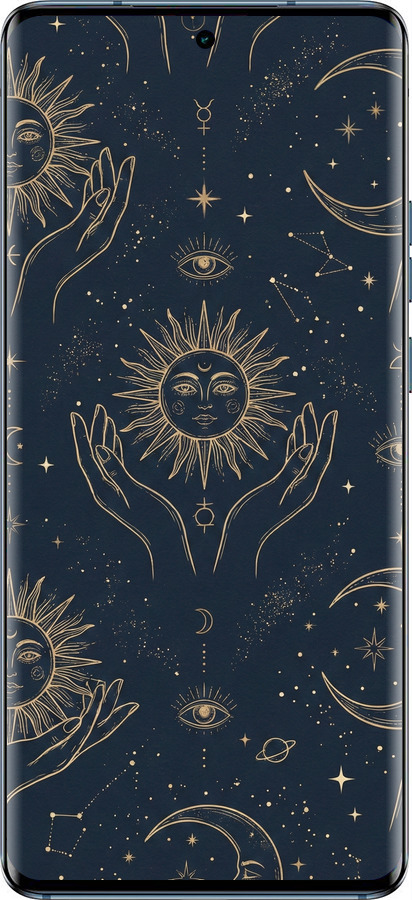 Силиконовый чехол Celestial Harmony: Sun & Moon Gold Mystic Pattern для Motorola Edge 40 - 6778u-3335 изображение 